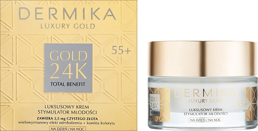 Youth Stimulant Face Cream - Dermika Luxury Gold 24K Total Benefit 55+ — photo N1