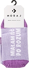 Women Short Socks with Funny Lettering, purple - Moraj — photo N1
