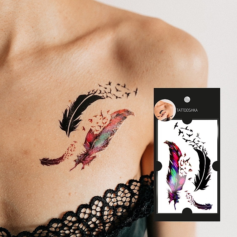 Temporary Tattoo '3 Feathers' - Tattooshka — photo N4