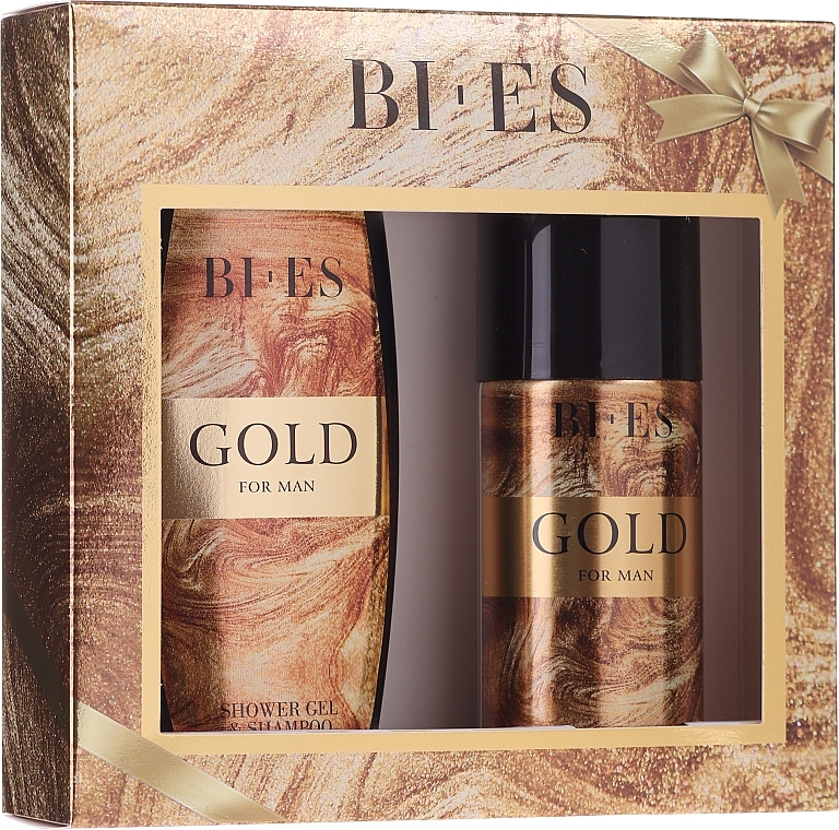 Bi-es Gold For Man - Set (h/shm/250ml + deo/150ml) — photo N3