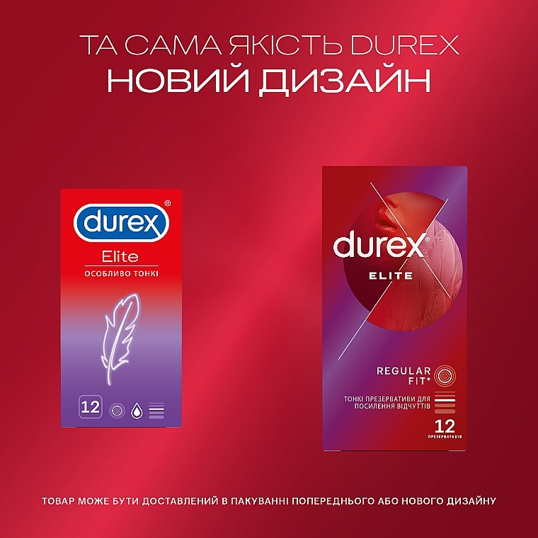 Latex Condoms with Silicone Lubricant "Ultra Thin", 12 pcs - Durex Elite Condoms — photo N4