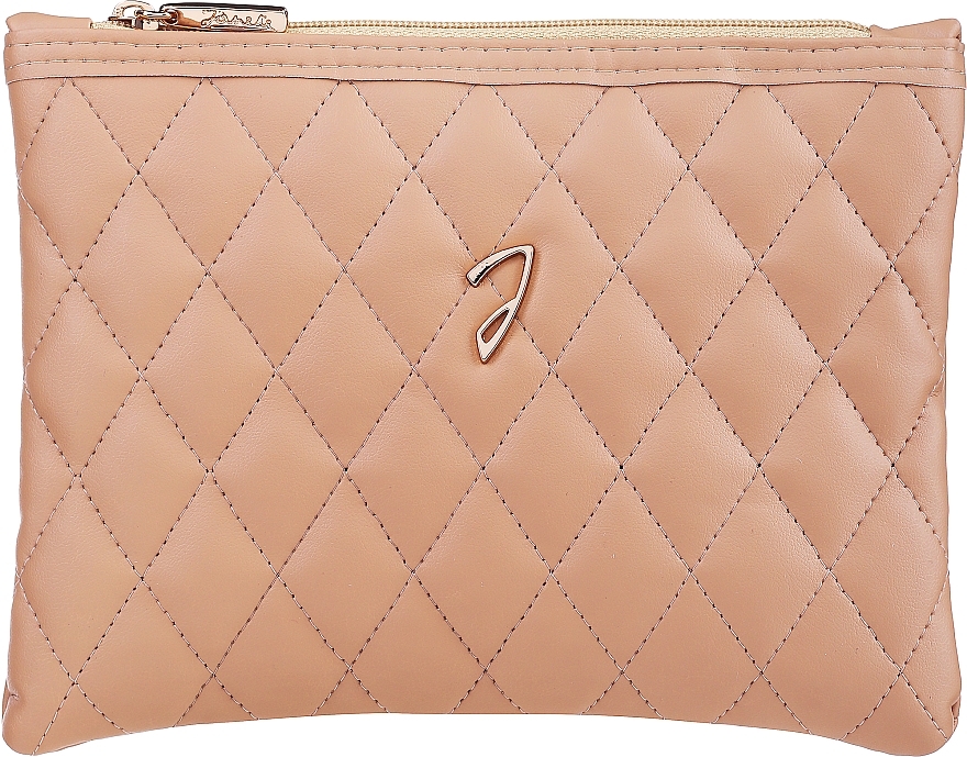 Quilted Makeup Bag, brown, A6131VT - Janeke Beige Quilted Pouch — photo N1