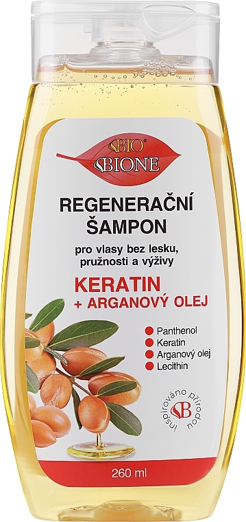 Repair Hair Shampoo - Bione Cosmetics Keratin + Argan Oil Regenerative Shampoo With Panthenol — photo N1