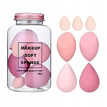 Makeup Sponge Set in Jar, 7 pcs. - Ecarla Makeup Soft Sponge Rose Cream Duo — photo N1