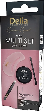 Delia Cosmetics Multi Set (eyebrow pomade/1g + eyebrow tweezers/1pc + eyebrow stencils/3pcs) - Eyebrow Set — photo N2