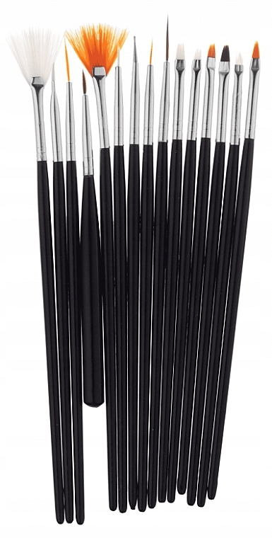 Nail Art Brush Set, 15pcs - Inter-Vion — photo N2