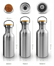 Stainless Steel Thermal Bottle with Bamboo Cap, 1000 ml, blue - Bambaw — photo N3