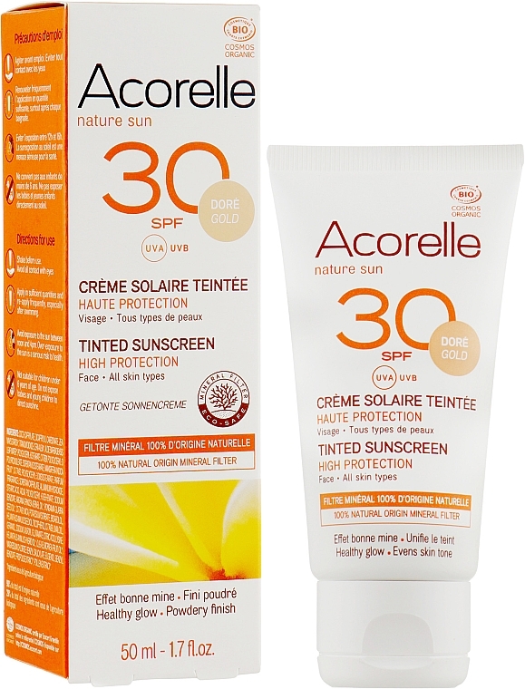 Toning Face Sun Cream - Acorelle Nature Sun Cream SPF30 — photo N2