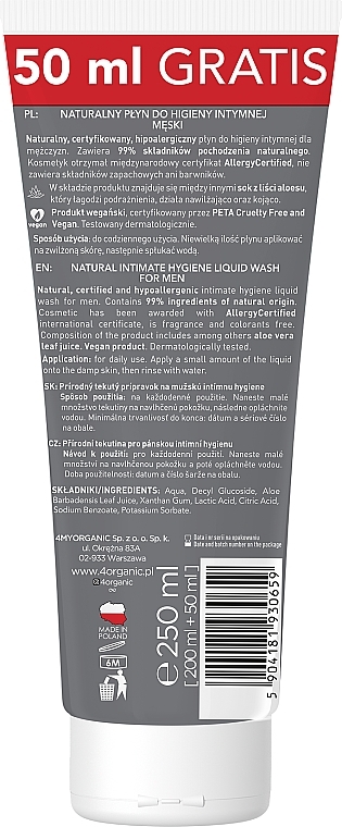 Natural Intimate Wash for Men - 4Organic Natural Intimate Wash For Men — photo N2