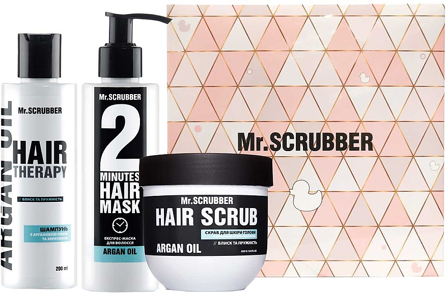 Gift Set "Shine & Strength" - Mr.Scrubber (shm/200ml + mask/200ml + scrub/250g) — photo N1