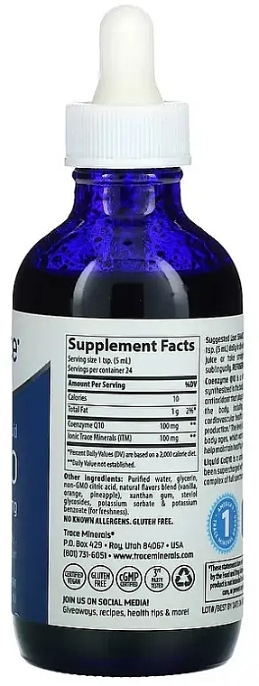 Liquid Coenzyme Q10 Dietary Supplement - Trace Minerals Liquid CoQ10, 100 mg — photo N5