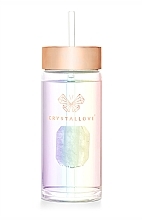 Glass Holographic Water Bottle with Rock Crystal & Tube, 400 ml - Crystallove Glass Hologram Water Bottle with Rock Crystal and Straw — photo N6