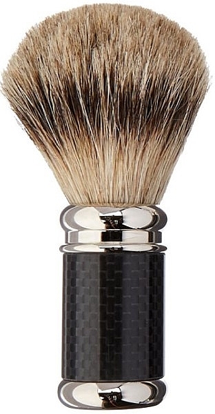 Shaving Brush with Chrome Handle - Golddachs Carbon Optic Finest Badger Shaving Brush Chrome Handle — photo N2