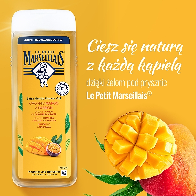 Organic Mango & Passion Fruit Shower Gel - Le Petit Marseillais Extra Gentle Shower Gel Organic Mango & Passion Fruit — photo N3