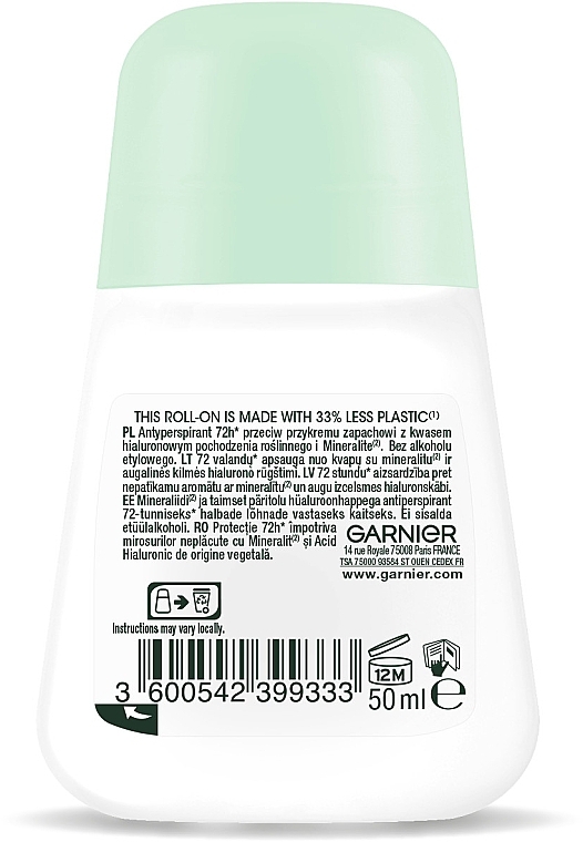 Roll-On Deodorant - Garnier Mineral Hyaluronic Care 72h Sensitive Roll-On — photo N16