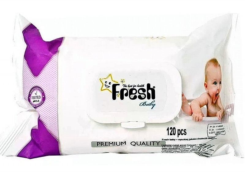 Wet Wipes, with flap, 120 pcs. - Fresh Baby Jumbo Pack — photo N1