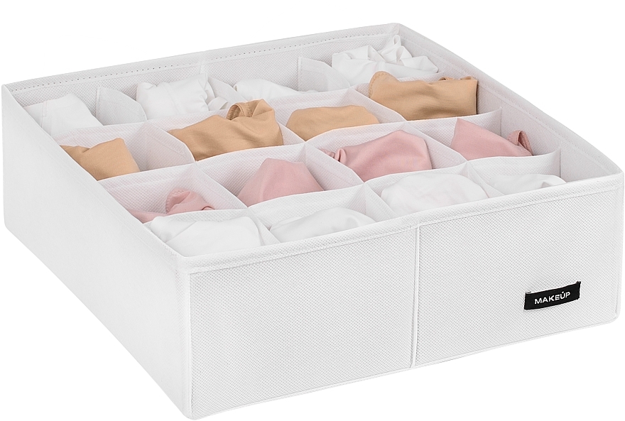 Storage Organiser with 16 Compartments 'Home', white 30x30x10 cm - MAKEUP Drawer Underwear Organizer White — photo N1