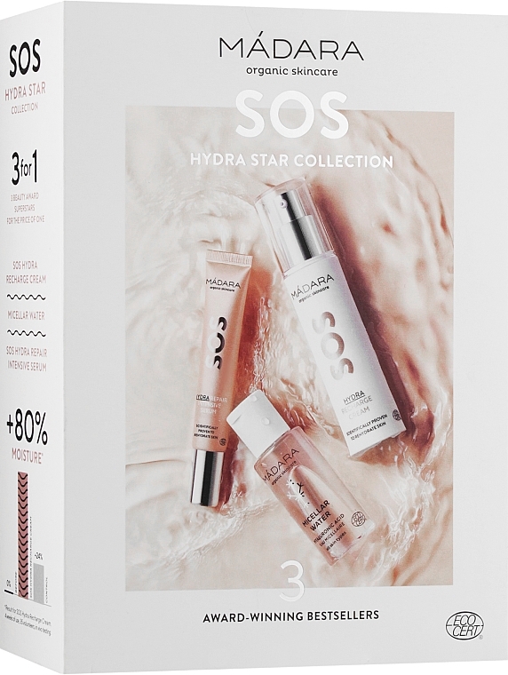 Set - Mádara SOS Hydra Star Collection (f/cr/50ml + ser/20ml + micell/water/50ml) — photo N1