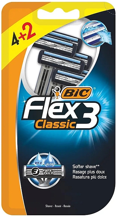 Shaving Razor, 6pcs - Bic Flex 3 Classic — photo N1