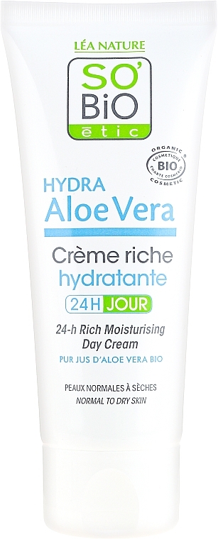 Face Cream - So'Bio Etic Hydra AloeVera 24-h Rich Moisturising Day Cream — photo N2