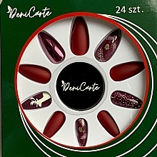 Christmas Pattern False Nails, dark red - Deni Carte — photo N11