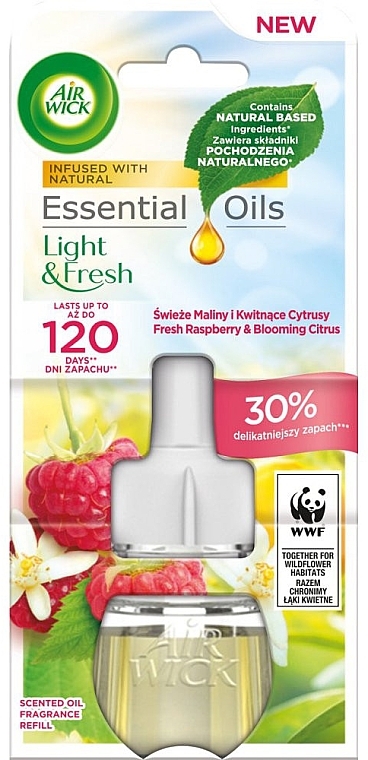 Fresh Raspberry & Blooming Citrus Air Freshener Refill - Air Wick Essential Oils Light & Fresh Fresh Raspberry & Blooming Citrus — photo N1