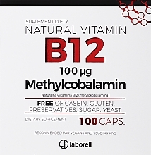 Vitamin B12 100 mcg Food Supplement in Capsules - Laborell — photo N1