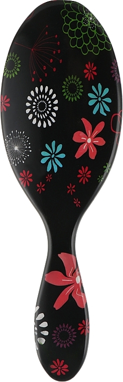 Massage Hair Brush, HB-08-06, black with flowers - Beauty LUXURY — photo N17