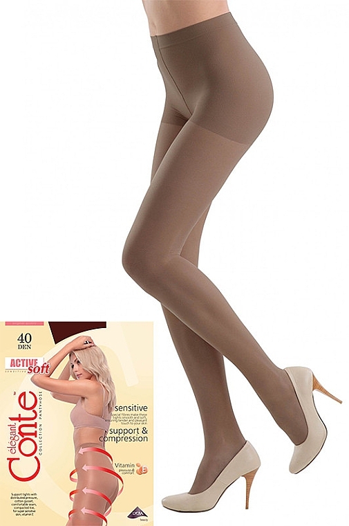 Tights "Active Soft" 40 Den, mocca - Conte — photo N40