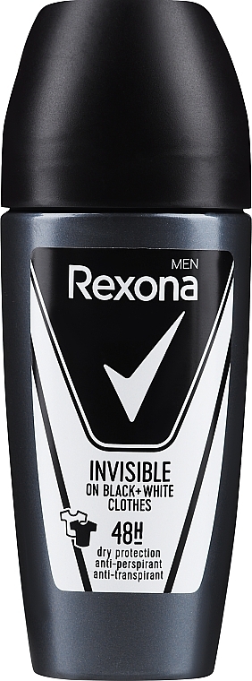 Roll-on Deodorant "For Black & White" - Rexona Men Invisible Black + White Antiperspirant Roll — photo N4