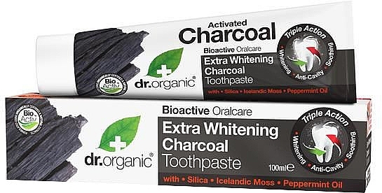 Toothpaste with Activated Charcoal - Dr. Organic Extra Whitening Charcoal Toothpaste — photo N8
