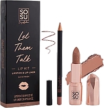 Fragrances, Perfumes, Cosmetics Set - Sosu by SJ Let Them Talk Nudist Lip Kit (lipstick/3,5g + lip/liner/1,35g)