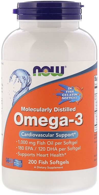 Molecularly Distilled Omega-3 - Now Foods Molecularly Distilled Omega-3 Fish Softgels — photo N4