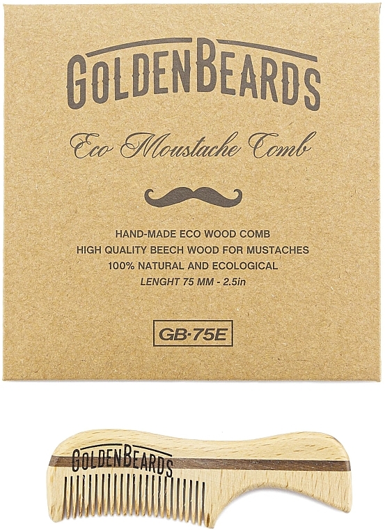 Eco Wood Moustache Comb, 7,5 cm - Golden Beards Eco Moustache Comb — photo N11