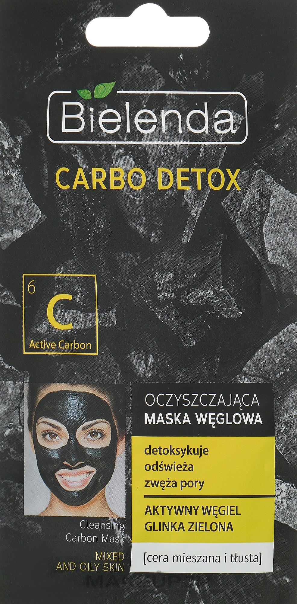 Charcoal Cleansing Mask for Combination Skin - Bielenda Carbo Detox Cleansing Mask Mixed and Oily Skin — photo 8 g