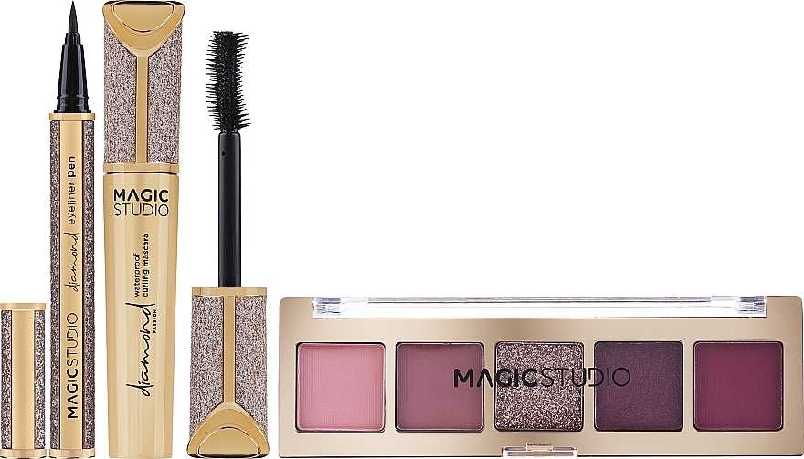 Makeup Kit - Magic Studio Diamond Collection Complete Shine 5 Color Eyeshasow + 1 Mascara + 1 Eyeliner — photo N1