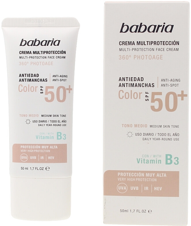 Anti-Spot Sun Cream - Babaria Multi-Protection Spf 50+ Face Cream — photo N1