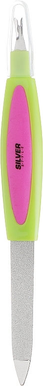 Sapphire Nail File with Cutter, 14.5 cm, green-pink - Silver Style — photo N8