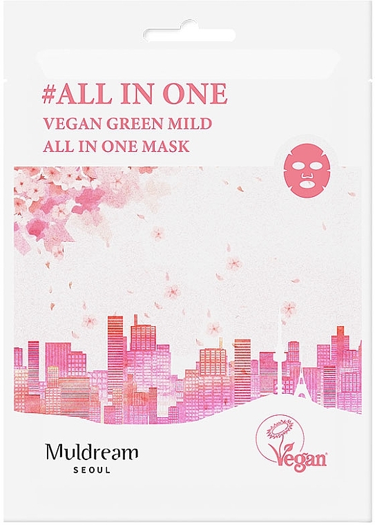 Sheet Mask for Sensitive & Extra-Dry Skin - Muldream Vegan Green Mild All In One Mask — photo N1