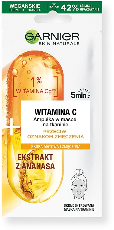 Anti-Fatigue Sheet Mask with High Concentration of Vitamin C - Garnier Skin Naturals — photo N1