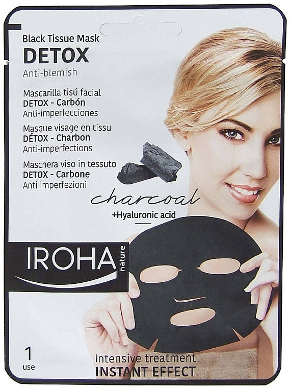 Face Sheet Mask - Iroha Nature Detox Black Tissue Mask Charcoal — photo N4
