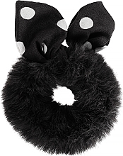 Fragrances, Perfumes, Cosmetics Hair Tie, 1 pc, FA5678, soft, black with ears and white polka dot - Donegal