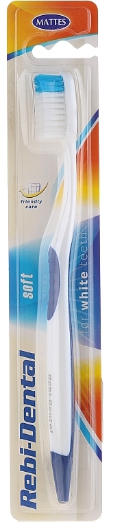 Soft Toothbrush Rebi-Dental M46, white and blue - Mattes — photo N1