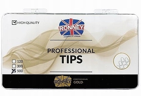 Nail Tips, French, white, 500 pcs - Ronney Professional Tips French — photo N1
