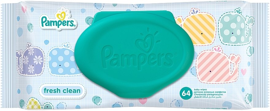 Baby Wet Wipes 'Fresh Clean', with flap, 64pcs - Pampers — photo N2
