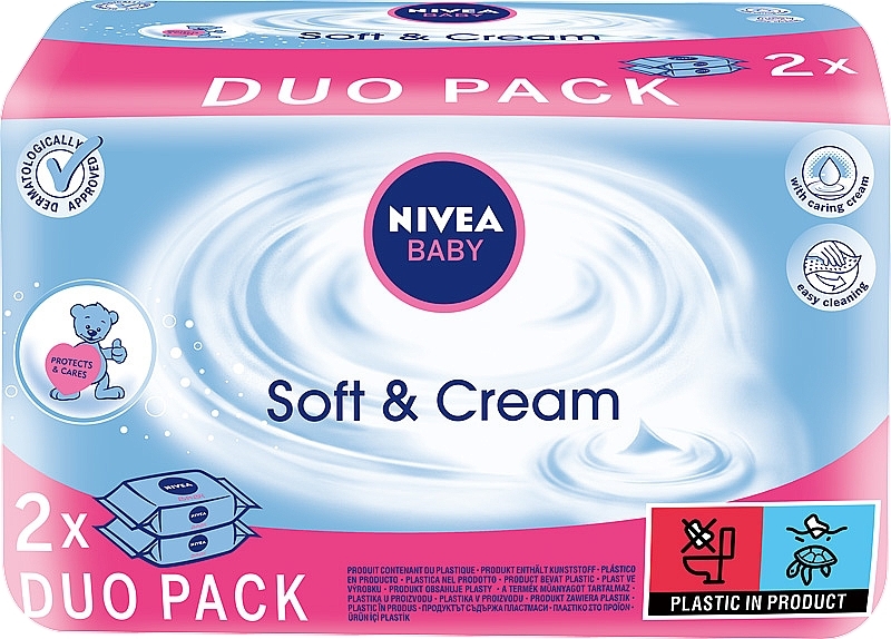 Wet Wipes ‘Baby’ 2x63pcs - NIVEA Baby Soft & Cream — photo N1