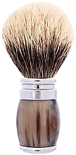 Shaving Brush - Plisson Horn And Chrome Finish & European Grey Shaving Brush — photo N1