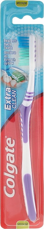 Toothbrush Medium Hard Extra Clean, purple - Colgate Extra Clean Medium — photo N2