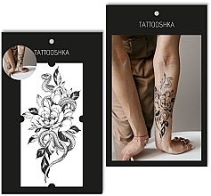 Fragrances, Perfumes, Cosmetics Temporary Tattoo "Snake & Flowers" - Tattooshka