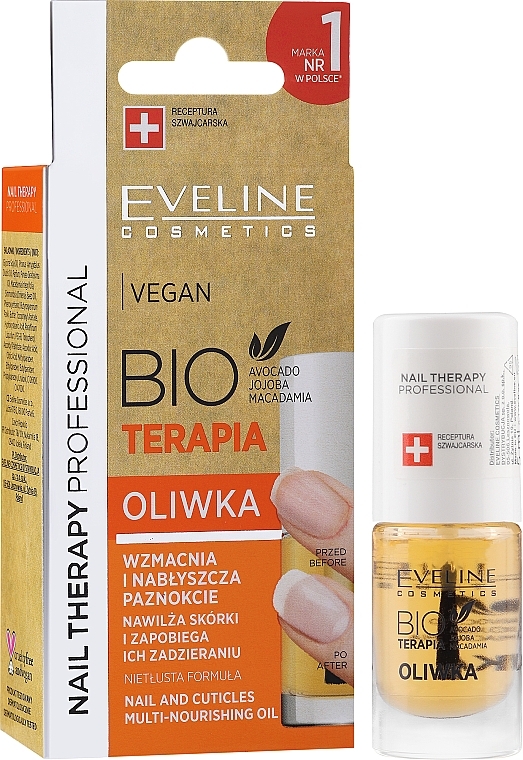 Cuticle & Nail Oil - Eveline Cosmetics Nail Therapy Professional Vegan Bioterapia Olive — photo N1